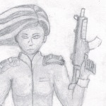 A female soldier inspired by the Mass Effect 3 female Shepard